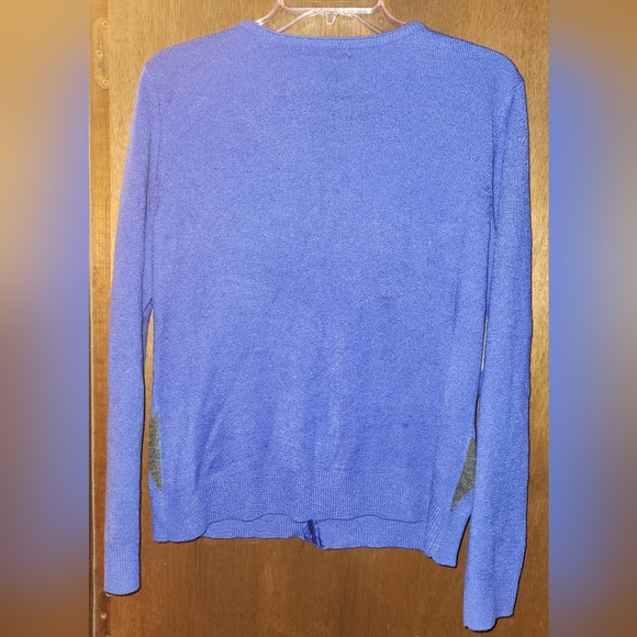 New York & Company Blue Argle Button Up Sweater.Gorgeous Diamond Buttons Size XL - Picture 4 of 4